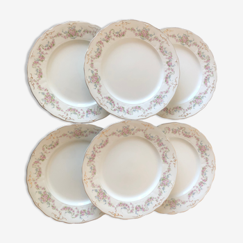 Lot de 6 assiettes plates romantiques