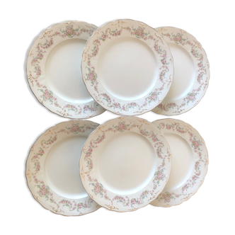 Lot de 6 assiettes plates romantiques