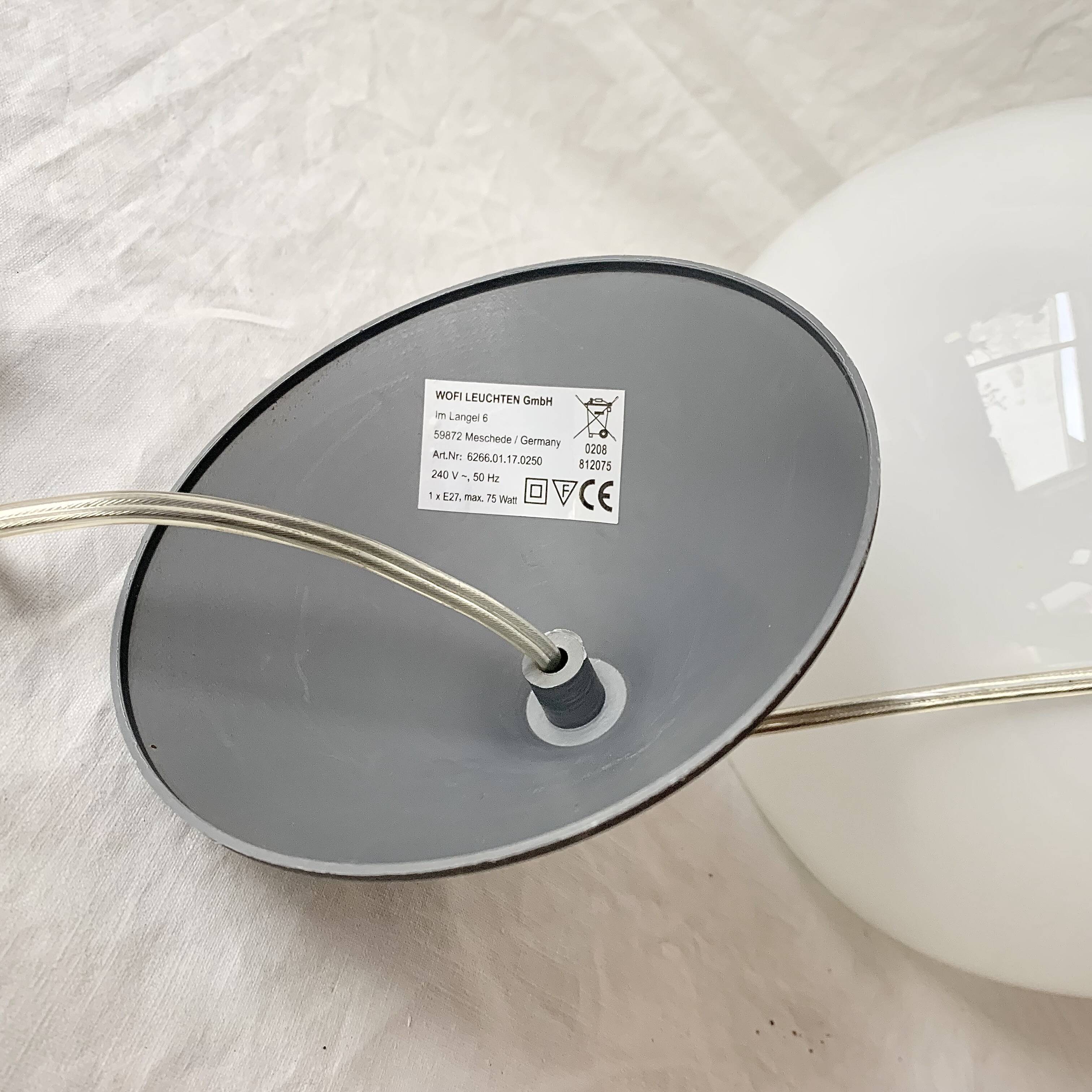 Vintage white opaline ball pendant light