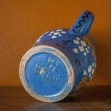 vintage ceramic pitcher, blue ceramic jug, carafe