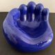 Ceramic ashtray, blue hand shape