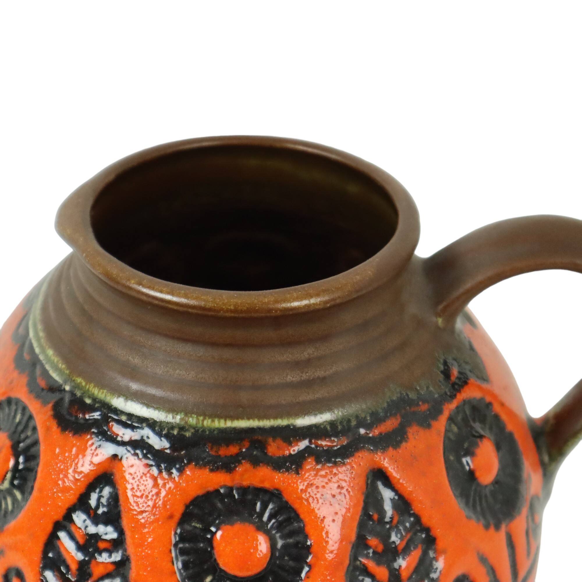 Vase convexe orange rare en poterie d'Allemagne de l'Ouest Wekara 1850-18