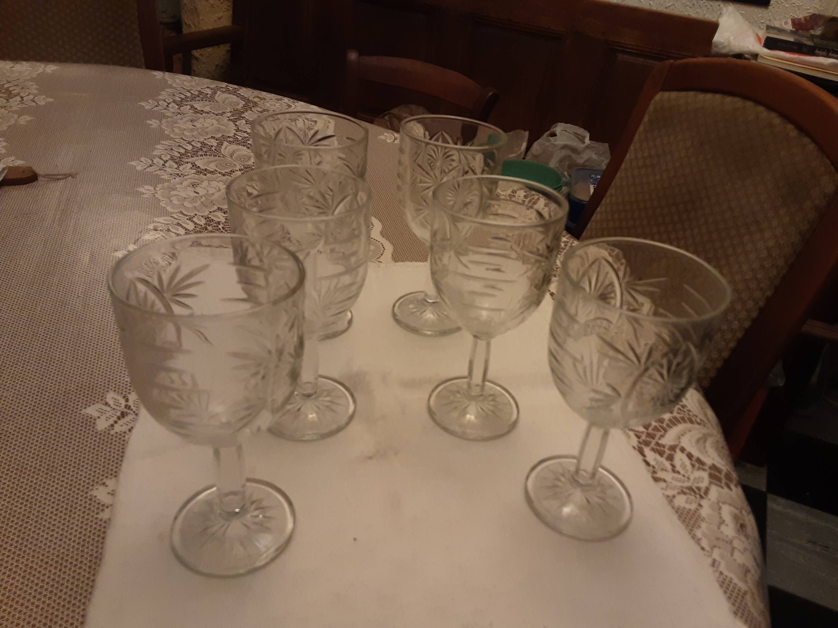 6 cut crystal glasses