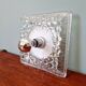 Space Age wall light in pressed transparent moulded glass, 1970.
