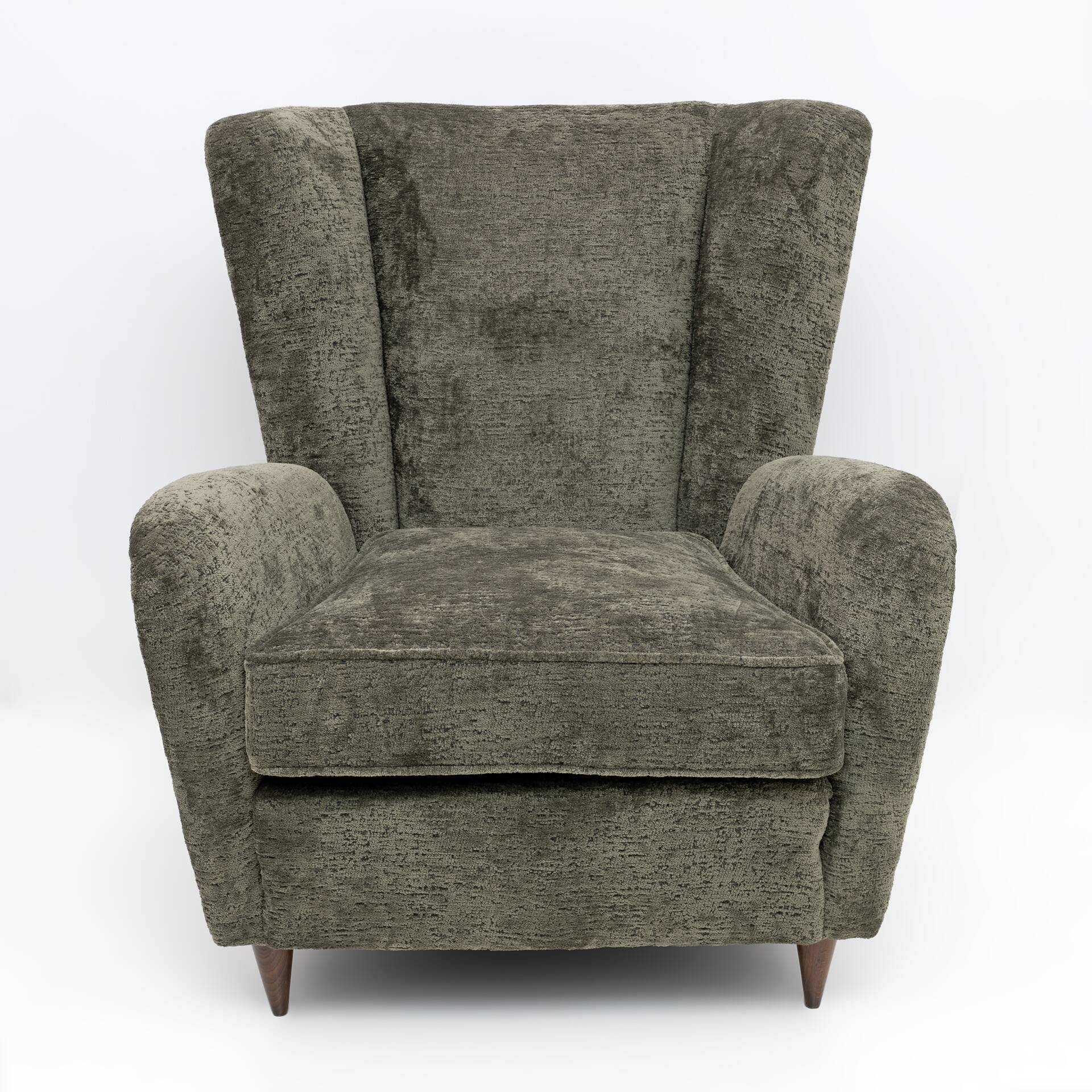 Paolo Buffa Mid-Century Modern Italian Walnut and Coating Boucle Armchair