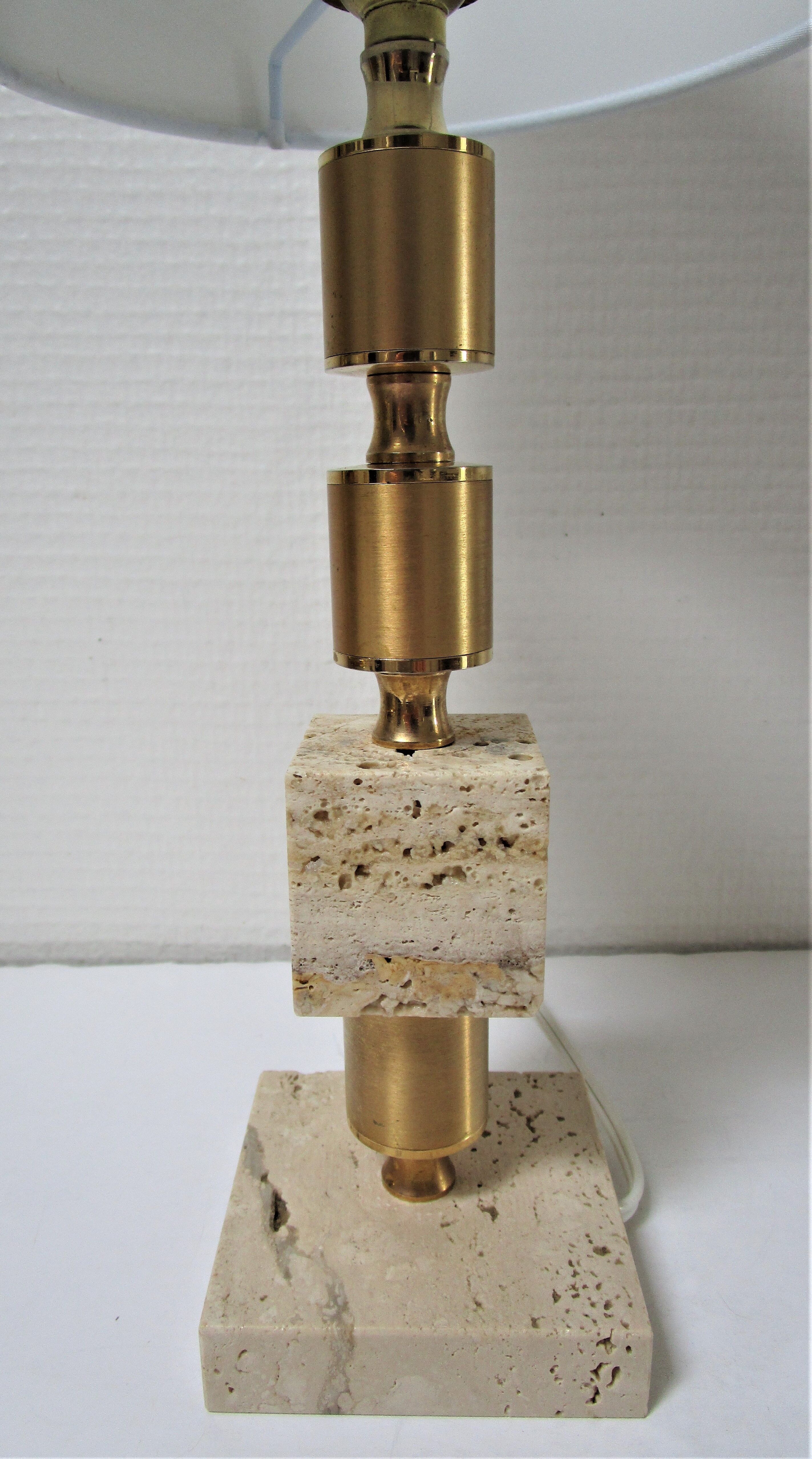 Travertine lamp and  gilded steel 70