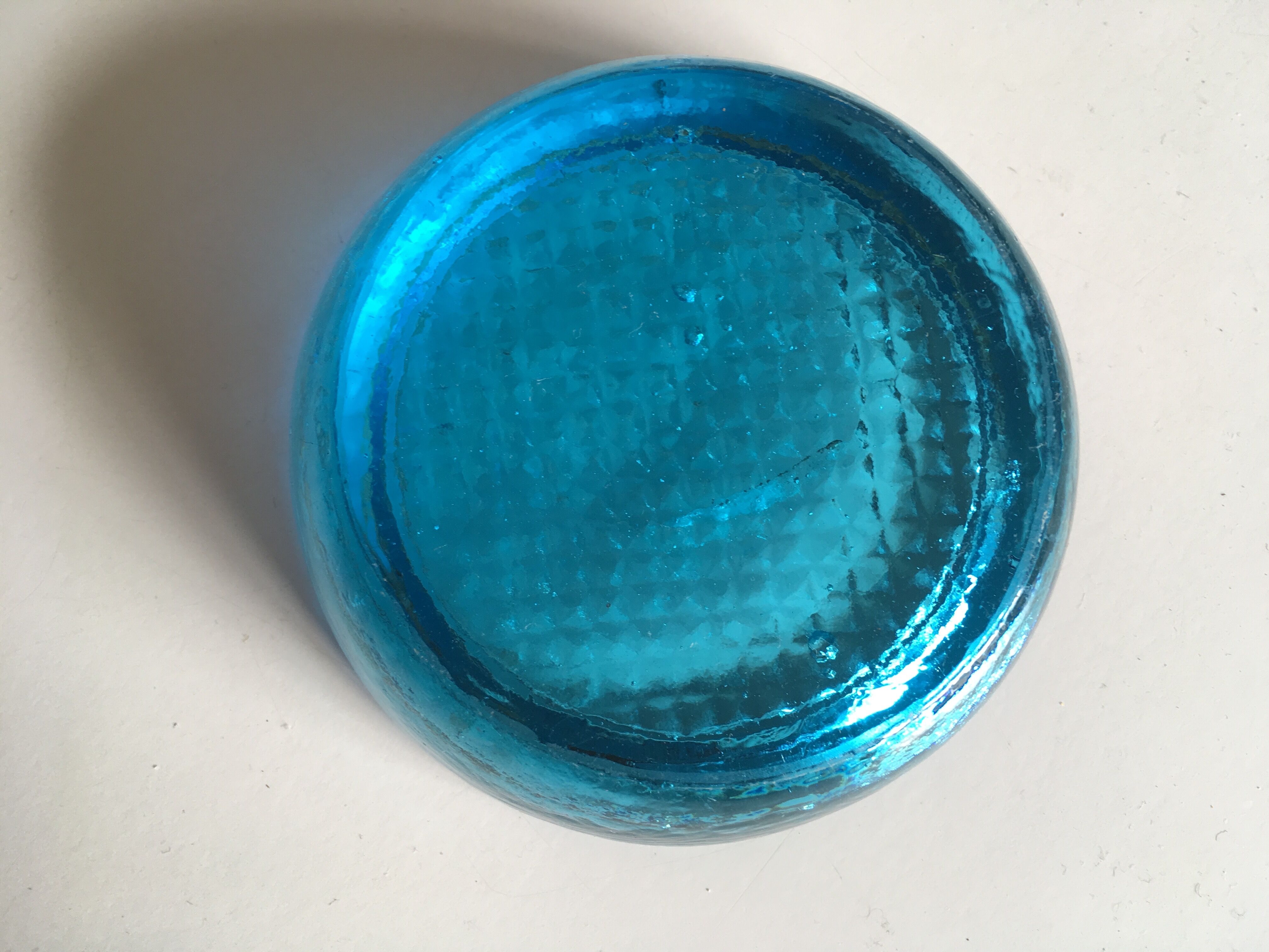 Cast glass moulded turqoise art deco mid century
