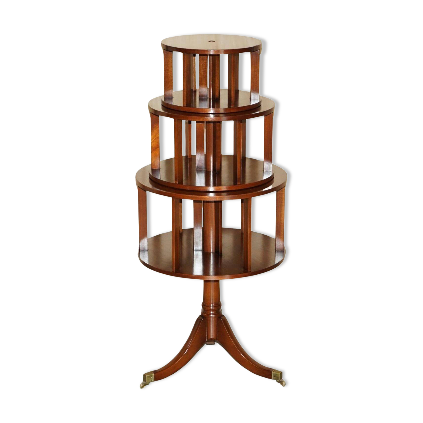 Regency-style rotating library in hardwood, 148 cm