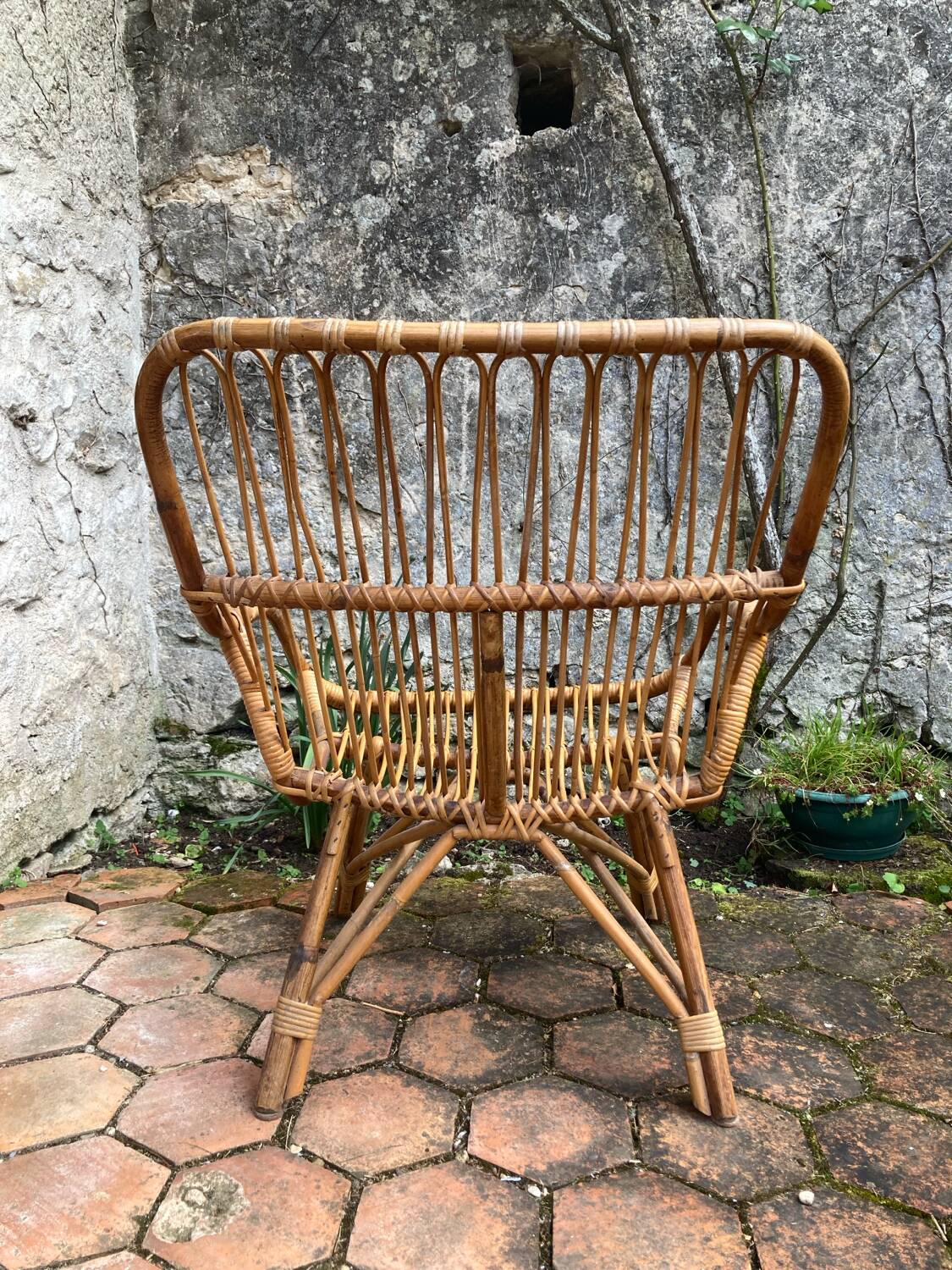Vintage rattan armchair