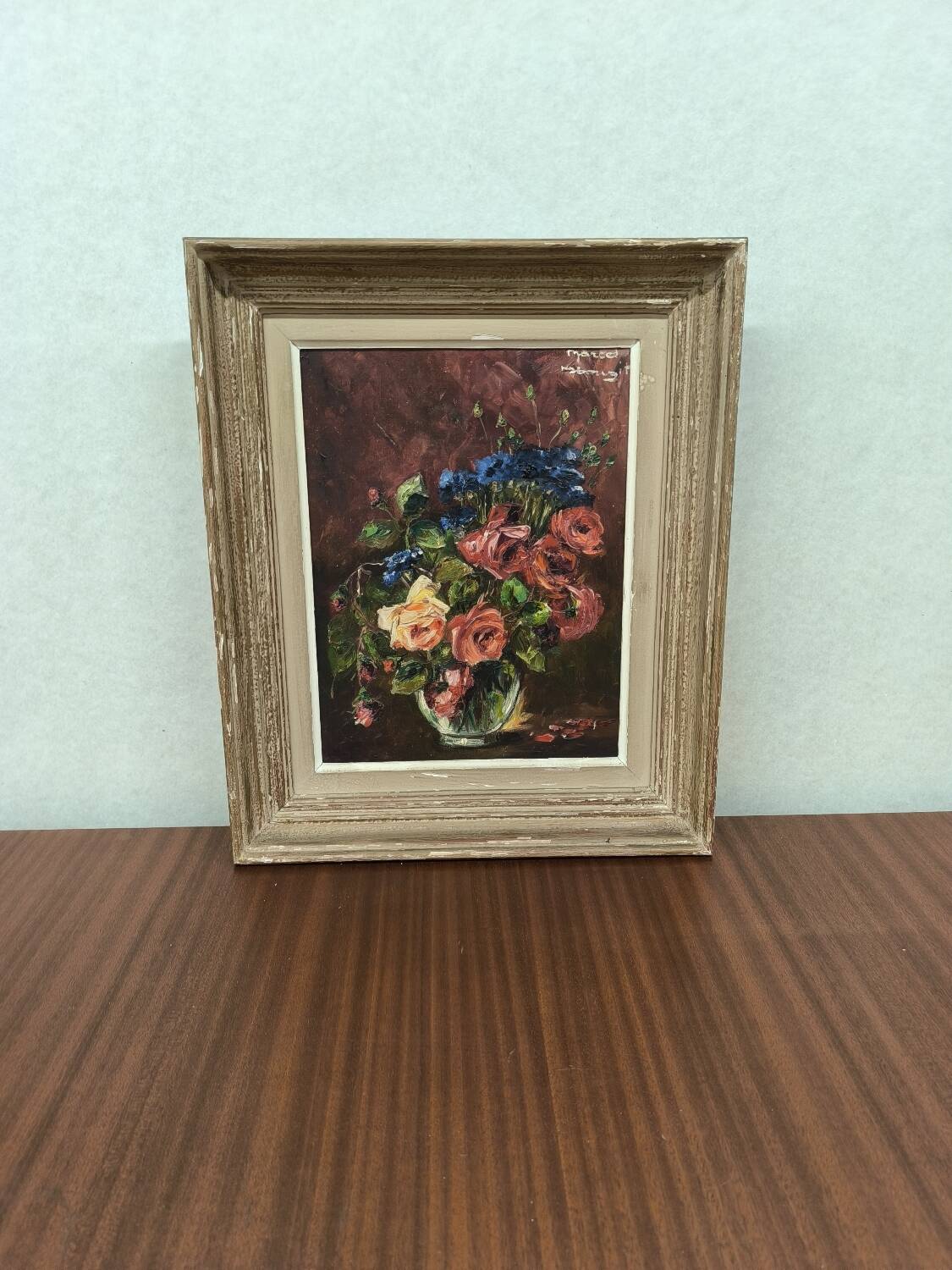 Painting of a still life with roses and flowers by Marcel Abougit