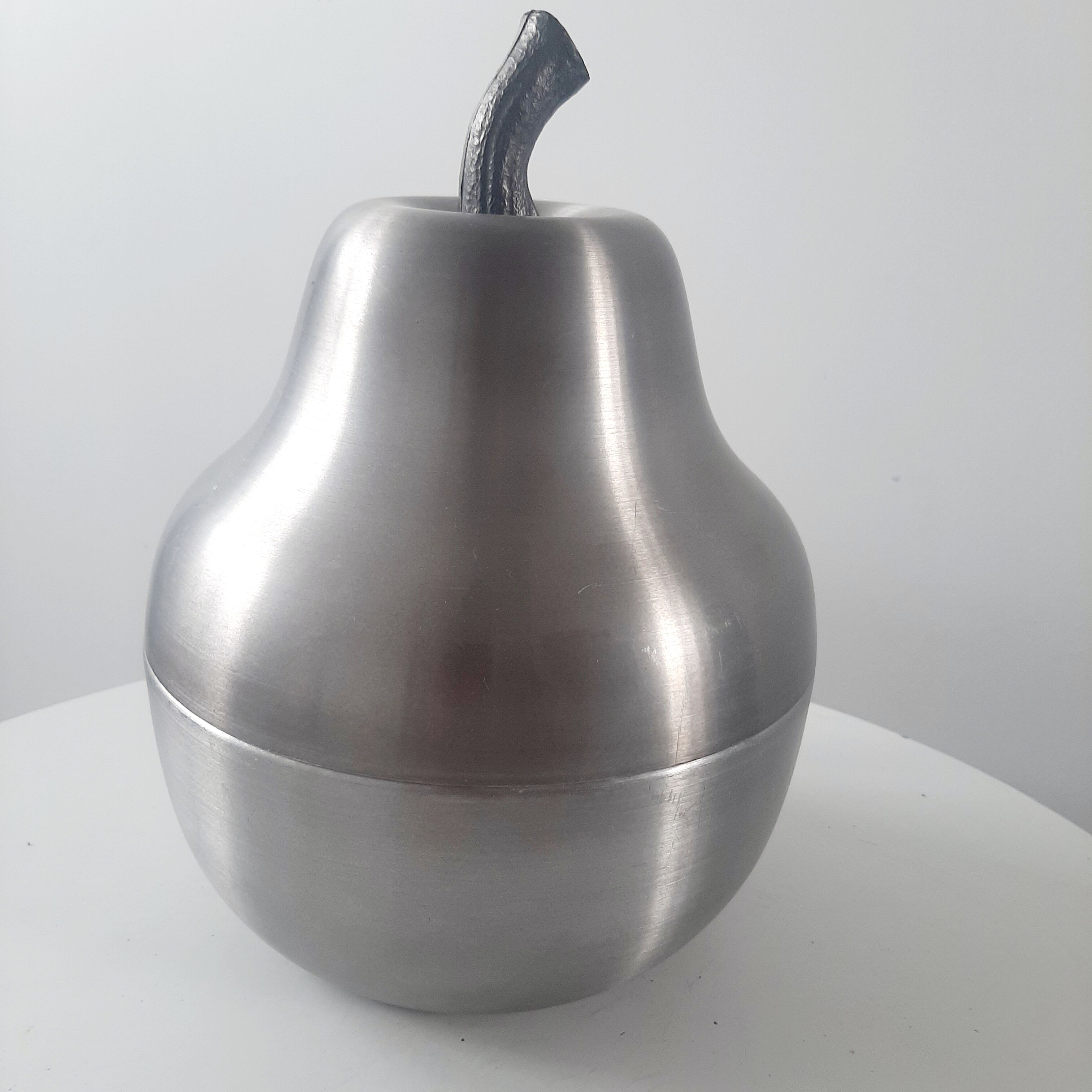 Vintage pear ice bucket in brushed aluminum 60s 70s italy