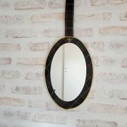 Miroir ovale vintage à décor de tartan