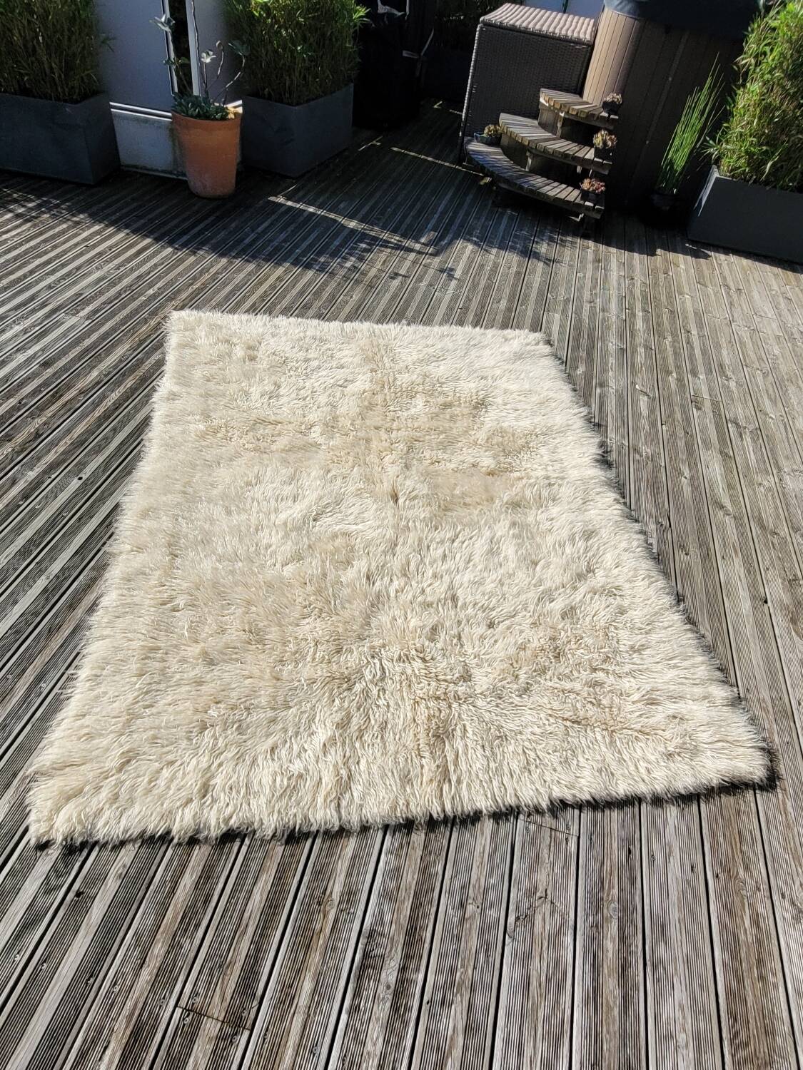 Vintage wool shaggy rug 230x180cm