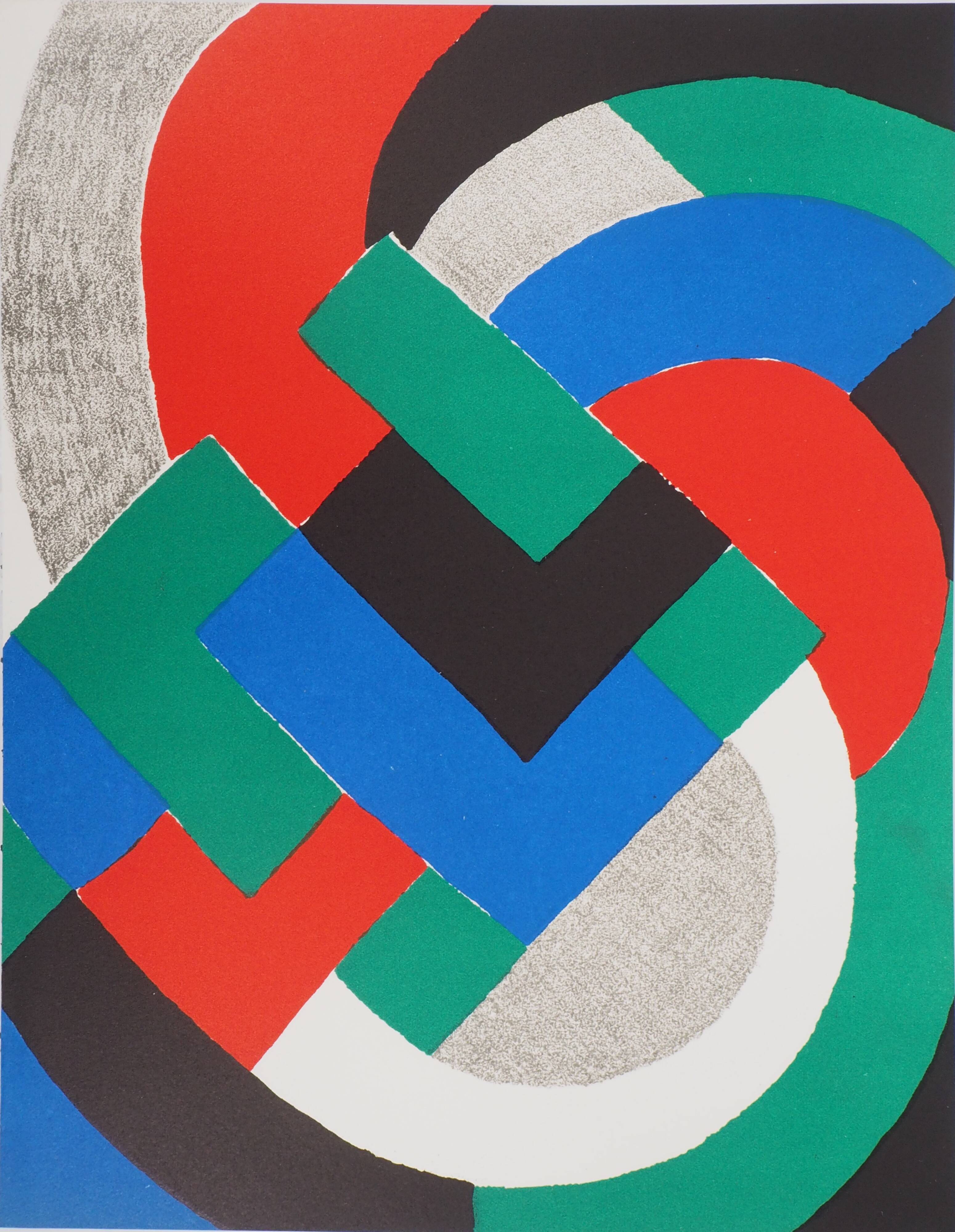Sonia delaunay: blue, green and red composition - original lithograph