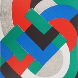 Sonia delaunay: blue, green and red composition - original lithograph