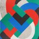 Sonia delaunay : composition bleu, vert et rouge - lithographie originale