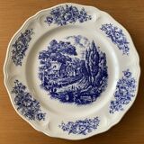 6 grandes assiettes plates anciennes en faïence de Saint-Amand (Nord)