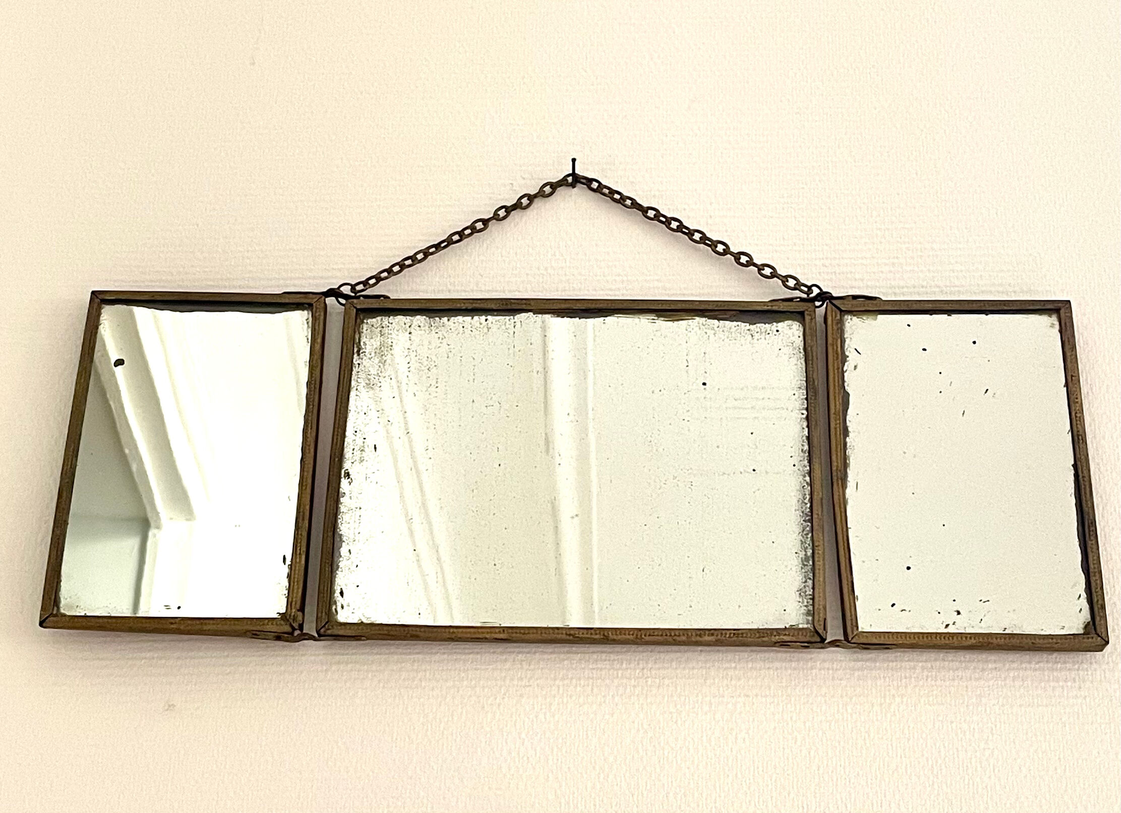 Vintage barber tryptic mirror 41x16cm