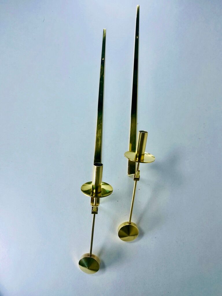 Pair of Wall Candle holder Skultuna Sweden 1970 Pierre Forsell 1607 vintage