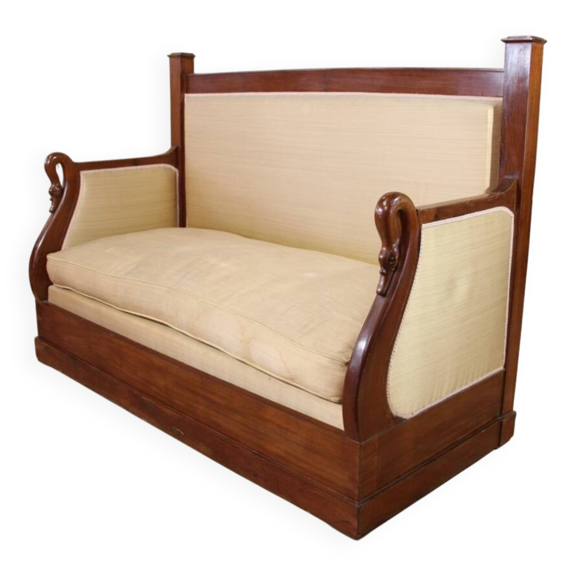 Restoration Period Turkish Sofa in Mahogany with Swan Neck