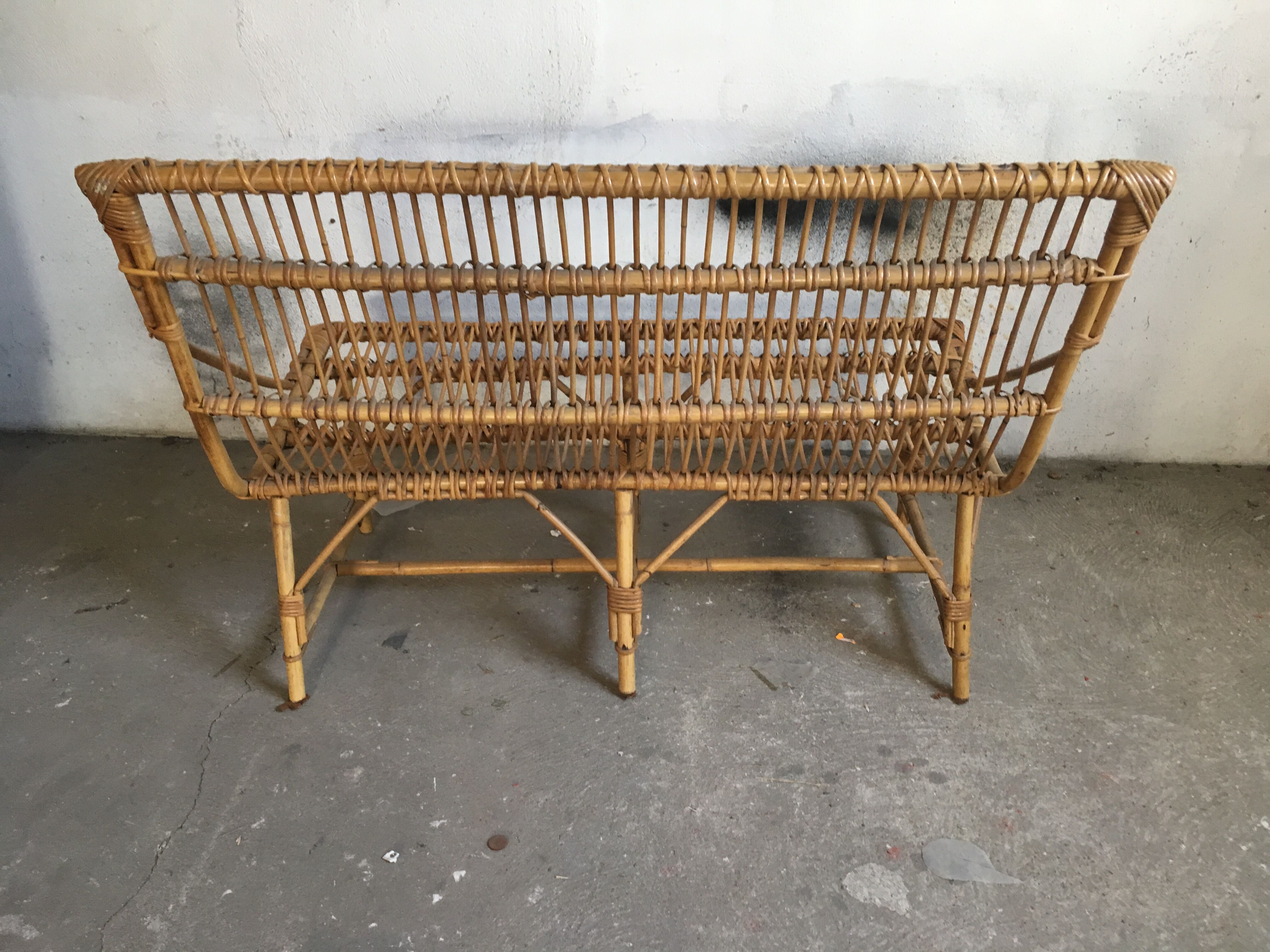 Sofa bench vintage rattan