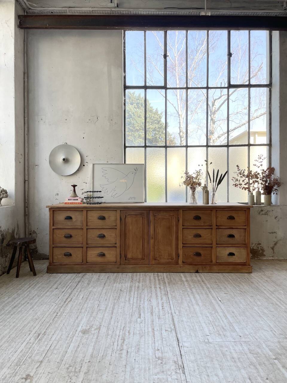 XXL solid oak counter sideboard