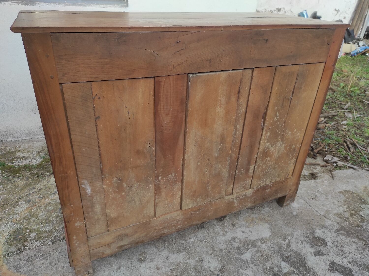 Old Parisian buffet in rustic oak 2 drawers 2 doors vintage country storage unit