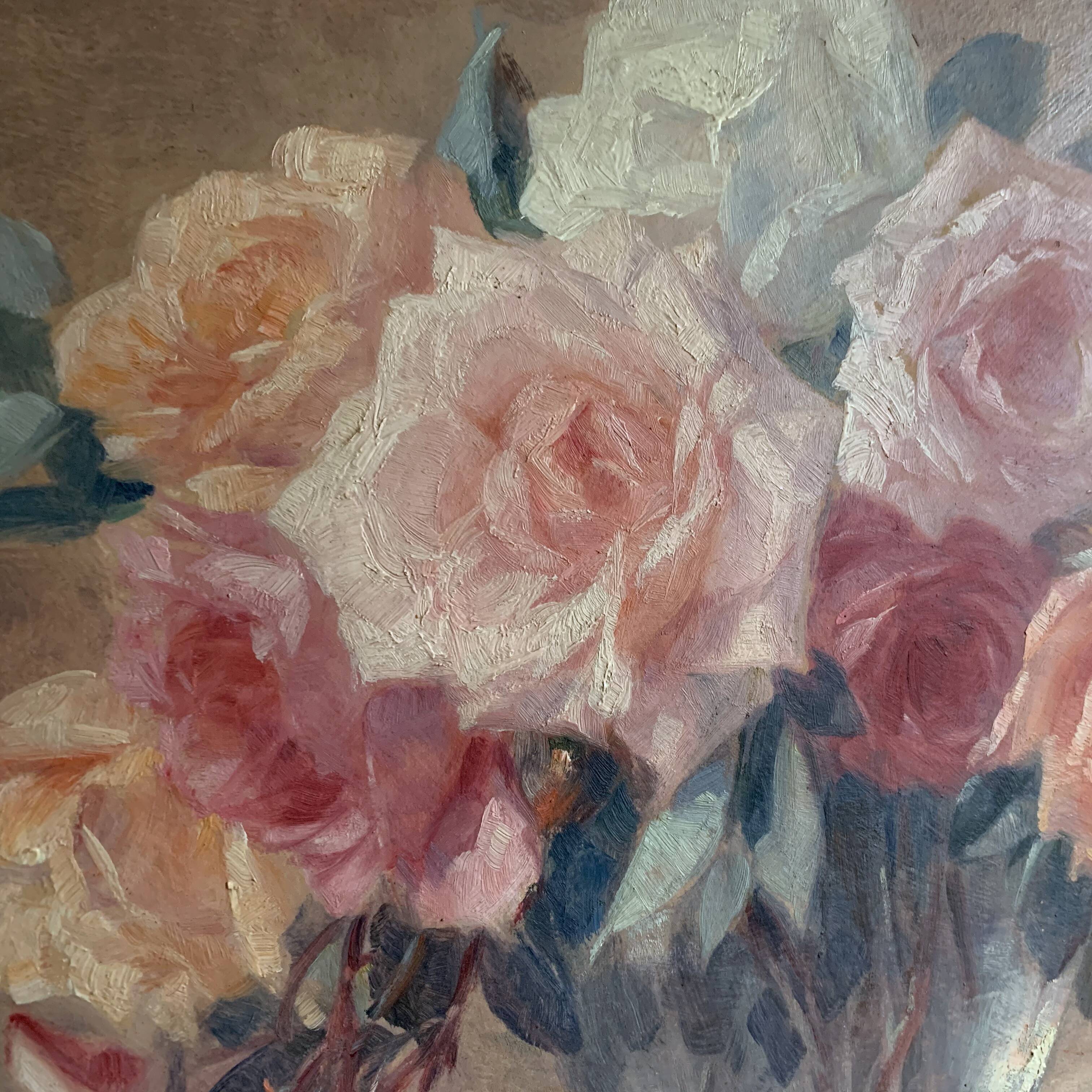 Painting bouquet of roses still life