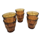 Set of 6 Duralex amber-colored glasses
