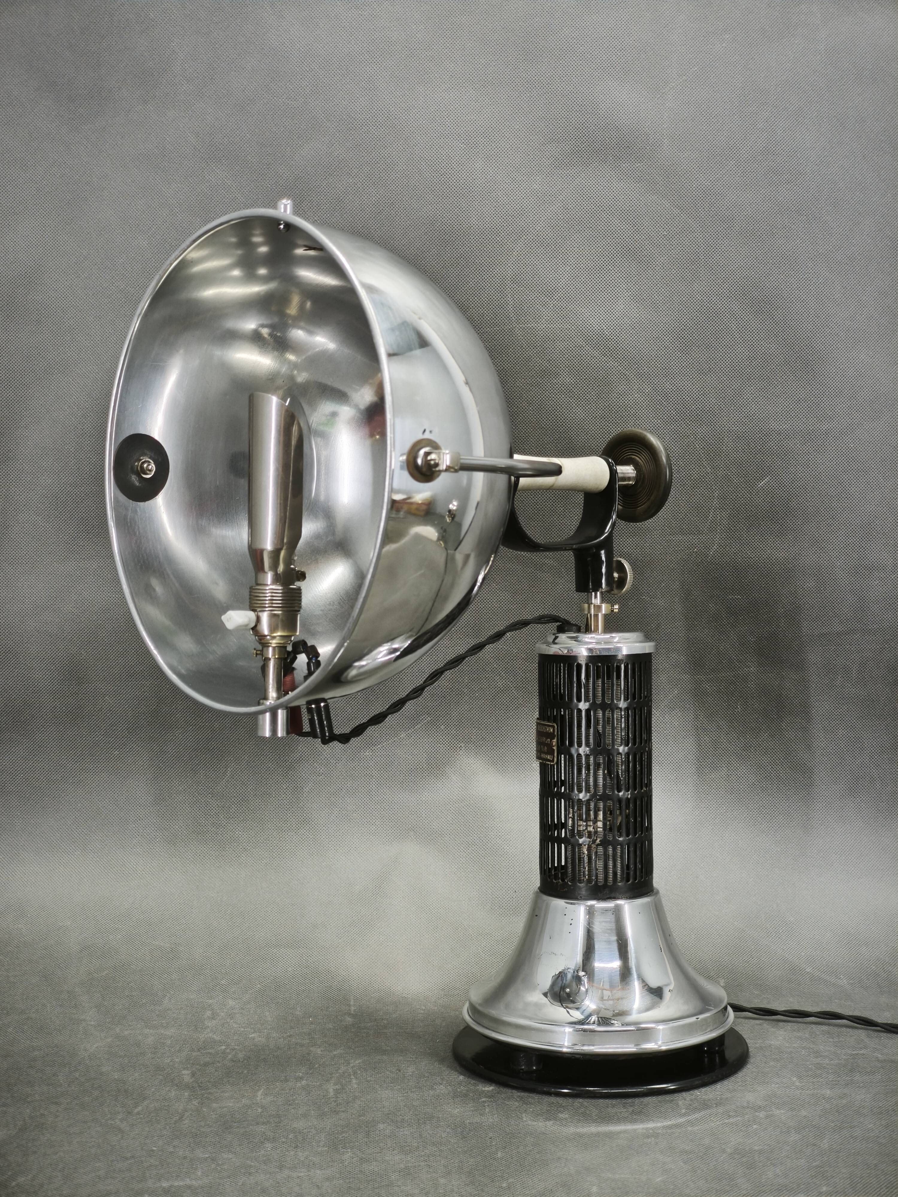 1930s Bauhaus Hanau Quartz Chrome Adjustable Table Lamp, Germany