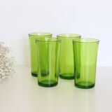 Set of 4 vintage green Duralex water glasses