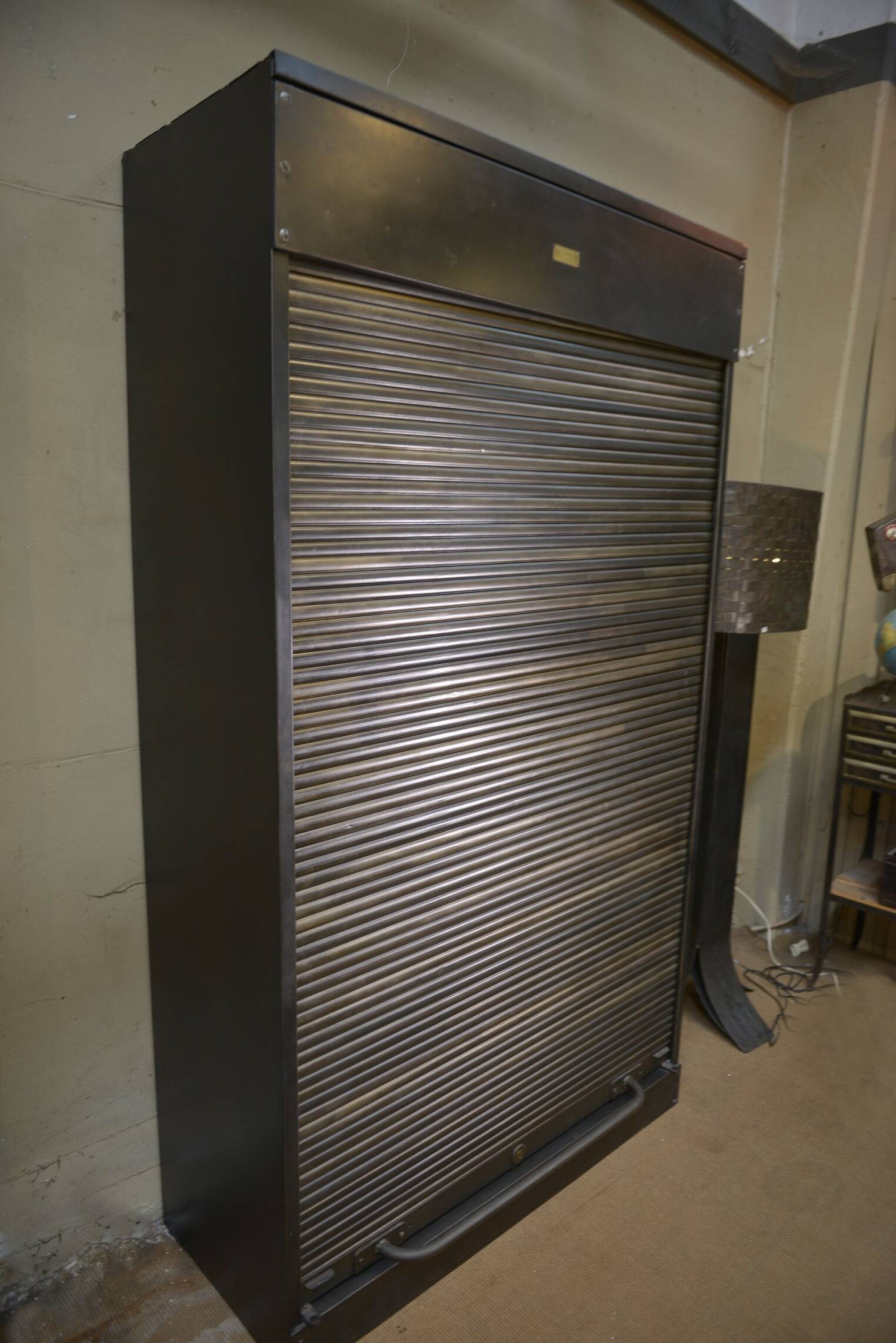 "Ronéo" 1950s Metal Shutter Filing Cabinet