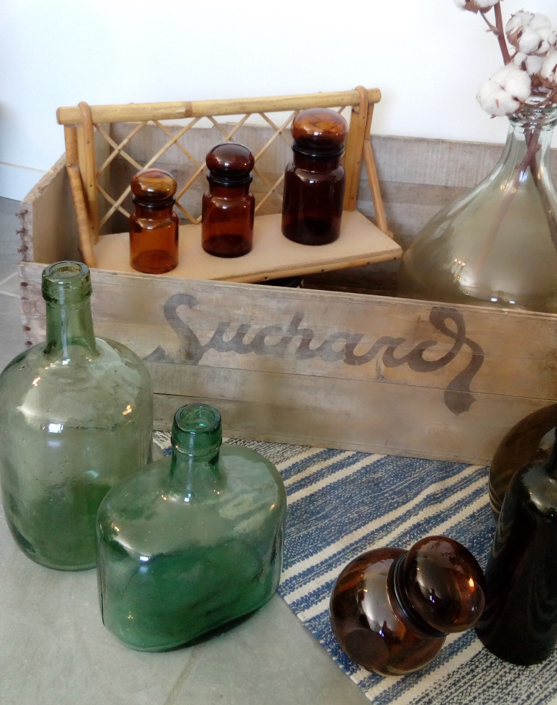 Atypical amber brown glass bottle
