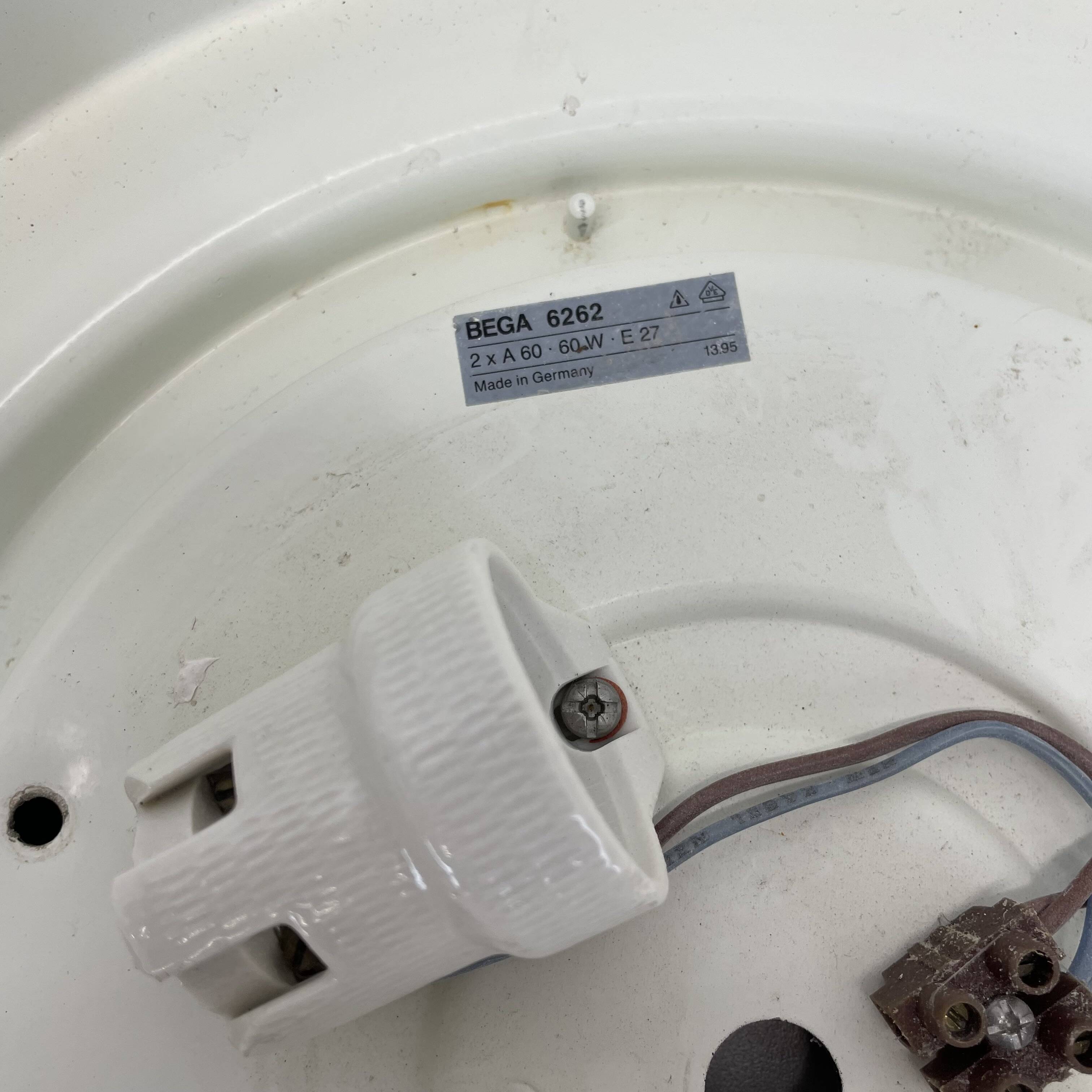 Minimalist  metal and glass flushmount wall light by bega lights, germany, 1980s