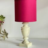 Lampe marbre et tissu fuchsia vintage