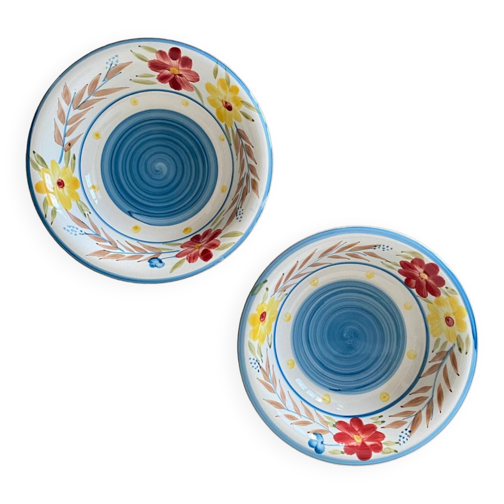 Set of two flowered soup plates