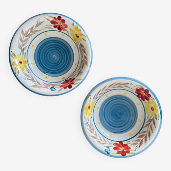 Set of two flowered soup plates