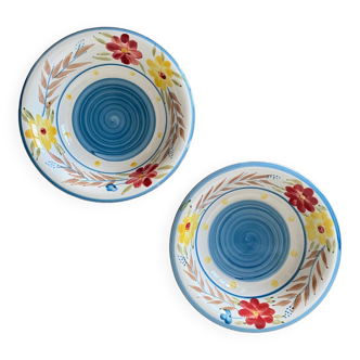 Set of two flowered soup plates