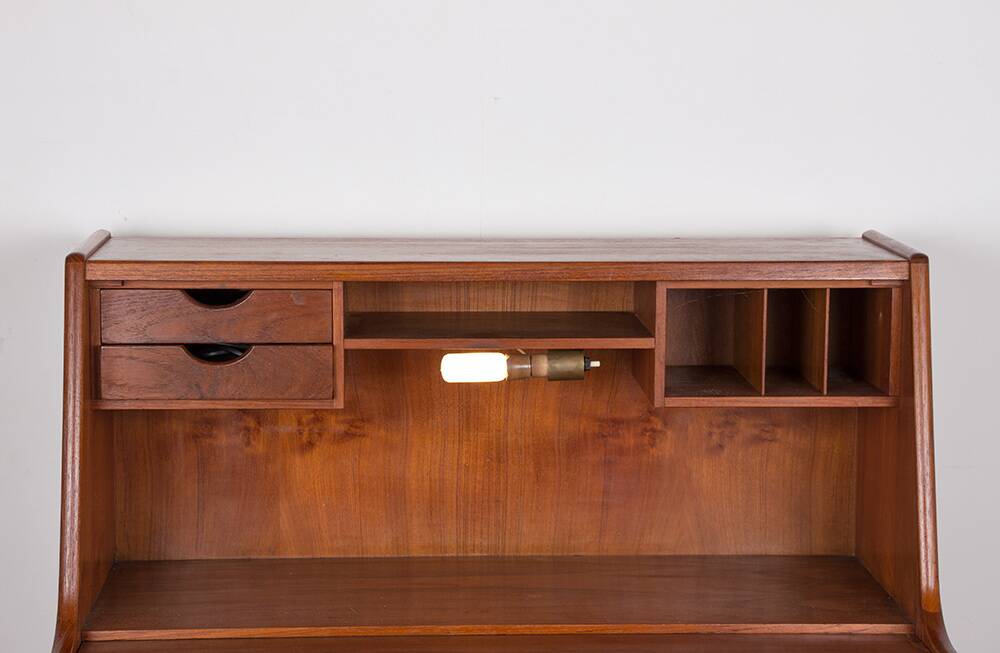 Danish Teak Secretary Desk Model 37 by Arne Wahl Iversen for Vinde Mobelfabrik 1960.