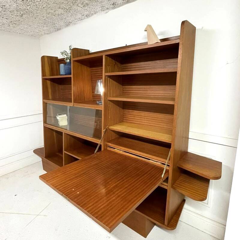 Grand meuble mural vintage en teck