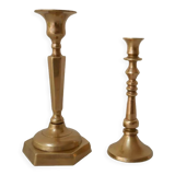 Set of 2 small brass candle holders