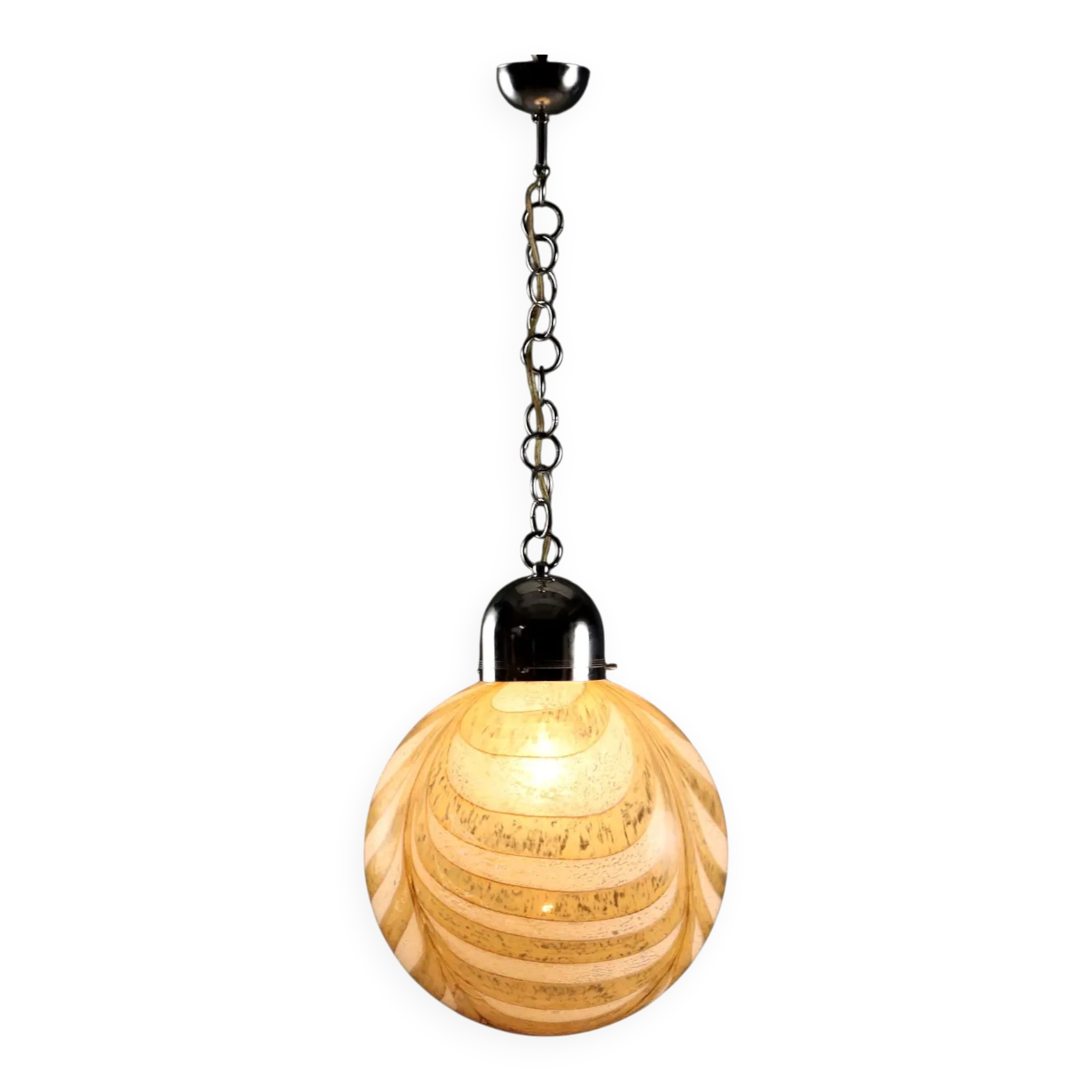 Vintage ceiling light in chrome metal and glass, design, Italy, 1960s