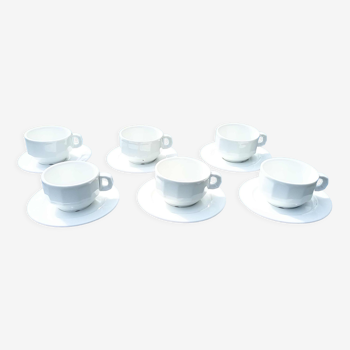 Set of 6 cups chocolate bistrot old porcelain Pillivuyt white 20 cl