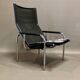 Paire de fauteuils relax inclinable cuir noir design 1960