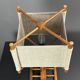 Midcentury Scandinavian pine table lamp with square fabric shade, 1970s
