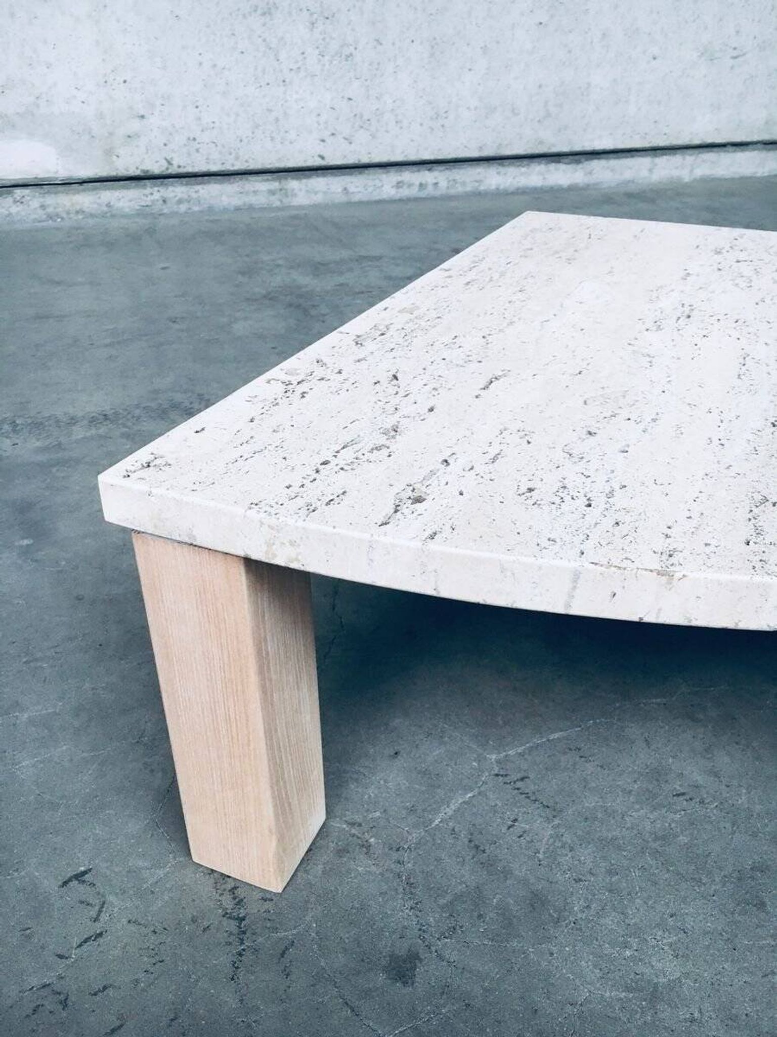 Mid-Century Modern Travertine Edge Side Table, Italy, 1970s