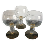 Set of 3 crystal wine glasses