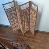 Wood and rattan screen