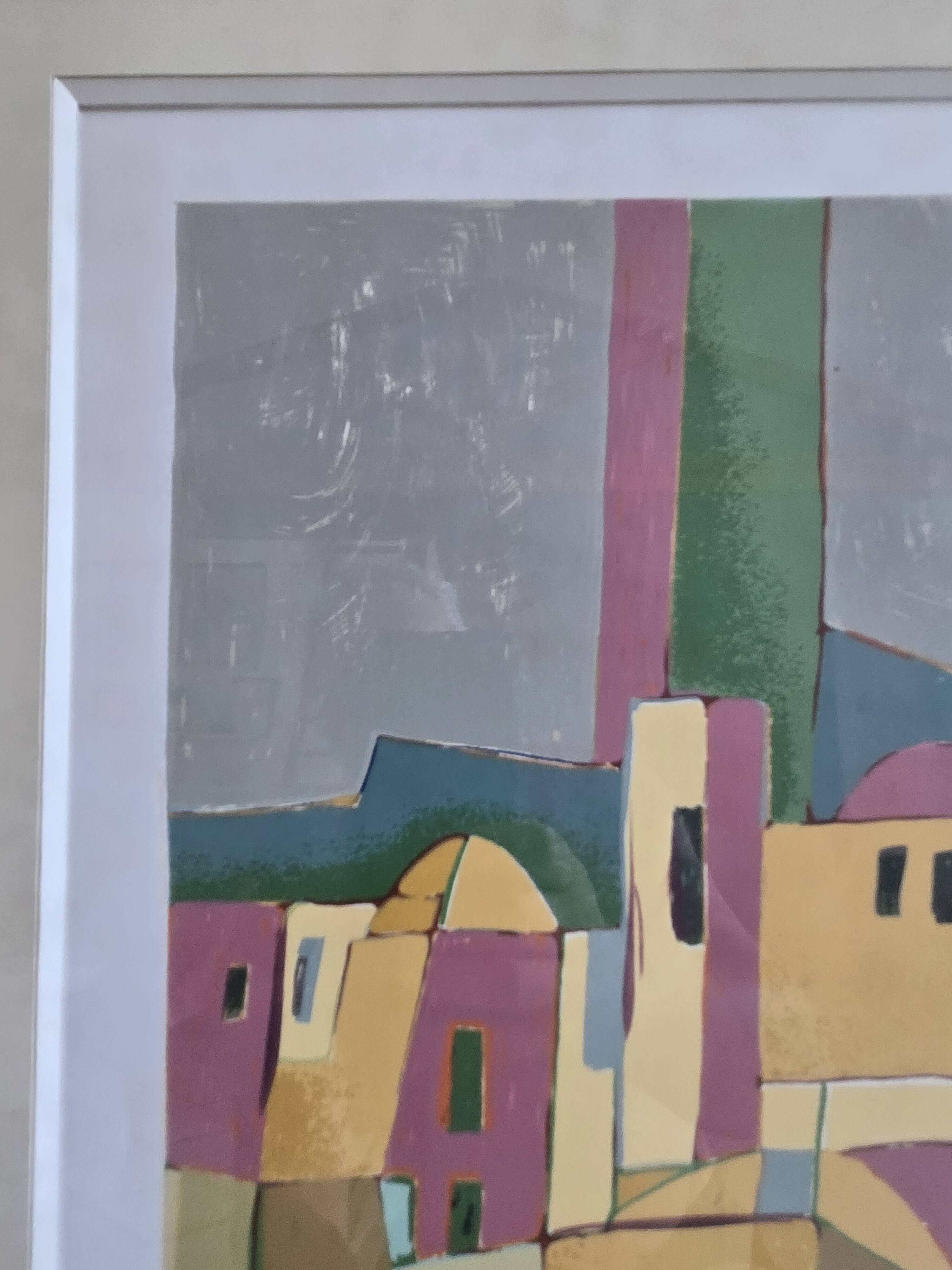 Lithograph Abderrahmane RAHOULE (1944) — "Village" dated 1995