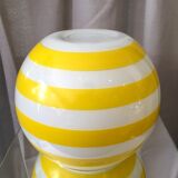 Opaline ball vase stripes bayaderes white and yellow